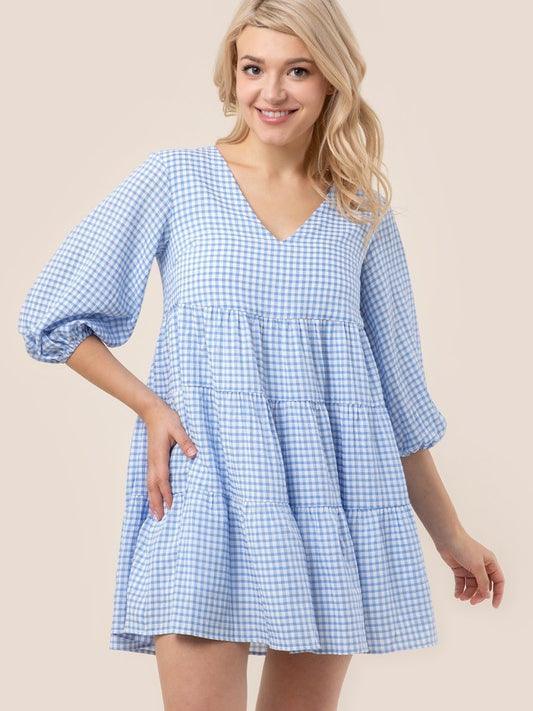 Country Girl Gone City Gingham Babydoll Dress | Sale Rack-Women's Dresses-Shop Z & Joxa