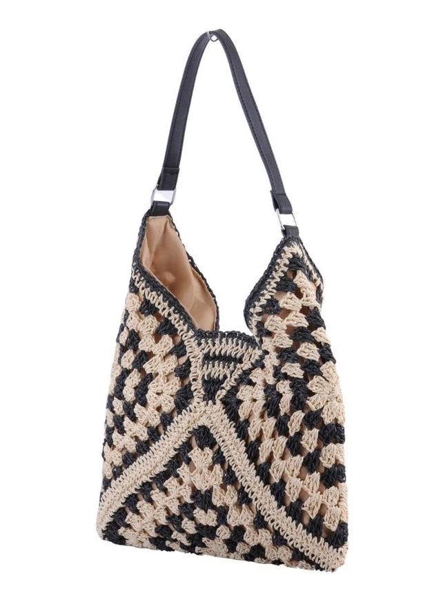Country Girl at Heart Woven Triangular Patterned Tote-Women's Accessories-Shop Z & Joxa