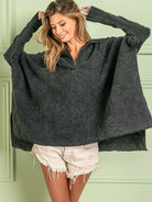 Cozy Chic Charcoal Quilted Half-Zip Pullover by BiBi-Women's Shirts & Tops-Shop Z & Joxa