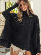 Cozy Chic Charcoal Quilted Half-Zip Pullover by BiBi-Women's Shirts & Tops-Shop Z & Joxa