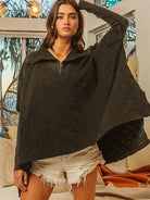 Cozy Chic Charcoal Quilted Half-Zip Pullover by BiBi-Women's Shirts & Tops-Shop Z & Joxa