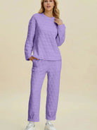 Cozy Coordination: Double Take Textured Lounge Set-Women's Sets-Shop Z & Joxa