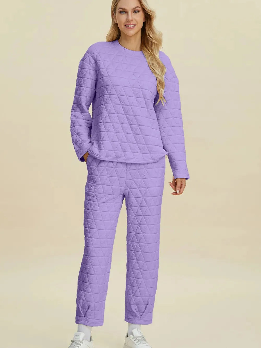 Cozy Coordination: Double Take Textured Lounge Set-Women's Sets-Shop Z & Joxa