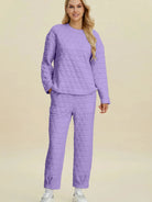 Cozy Coordination: Double Take Textured Lounge Set-Women's Sets-Shop Z & Joxa