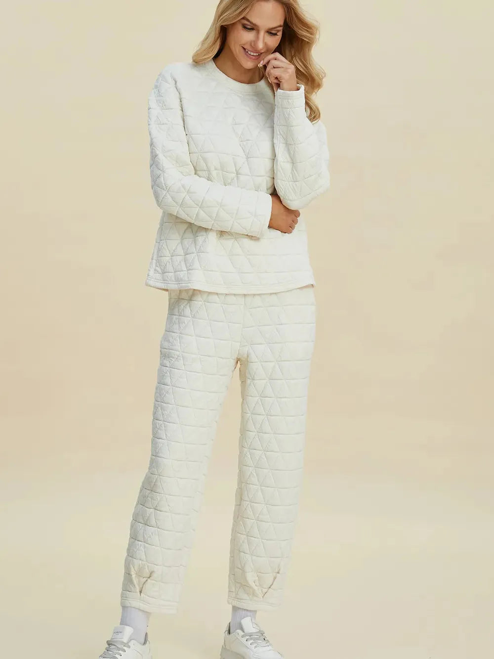 Cozy Coordination: Double Take Textured Lounge Set-Women's Sets-Shop Z & Joxa