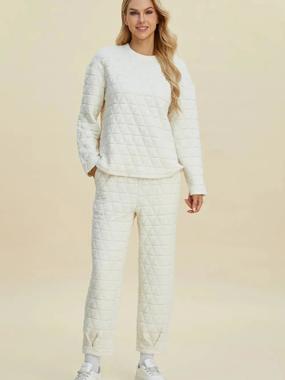 Cozy Coordination: Double Take Textured Lounge Set-Women's Sets-Shop Z & Joxa