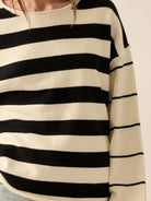 Cozy Lines Roll-Neck Knit Striped Exposed Seam Sweater-Women's Shirts & Tops-Shop Z & Joxa