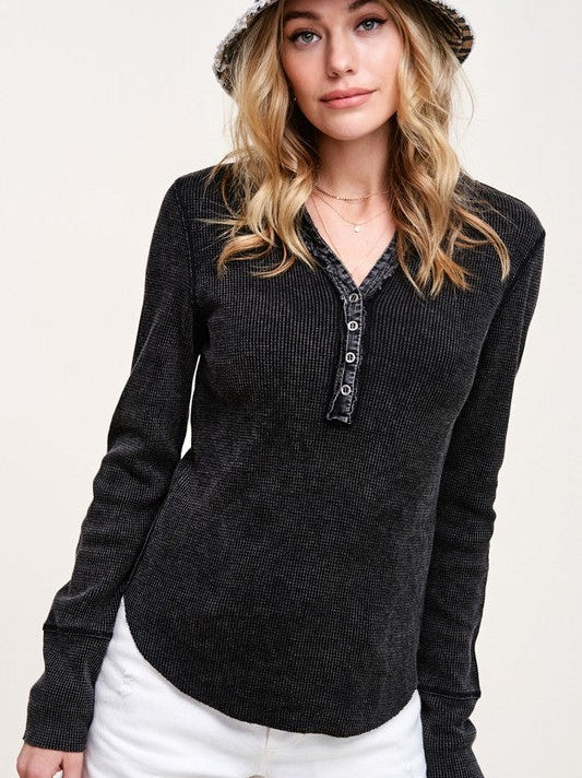Cozy Waffle Knit Long Sleeve Top-Women's Clothing-Shop Z & Joxa