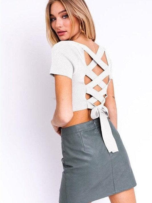 Crissed + Crossed Open Back Crop Top-Women's Clothing-Shop Z & Joxa