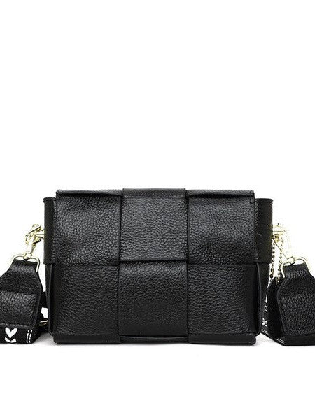 Cross Weave Fold-over Leather Crossbody Bag-Shop Z & Joxa