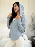 Culture Code Cozy on the Go Ribbed Zip Up Drawstring Hoodie-Coats & Jackets-Shop Z & Joxa