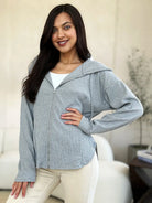 Culture Code Cozy on the Go Ribbed Zip Up Drawstring Hoodie-Coats & Jackets-Shop Z & Joxa