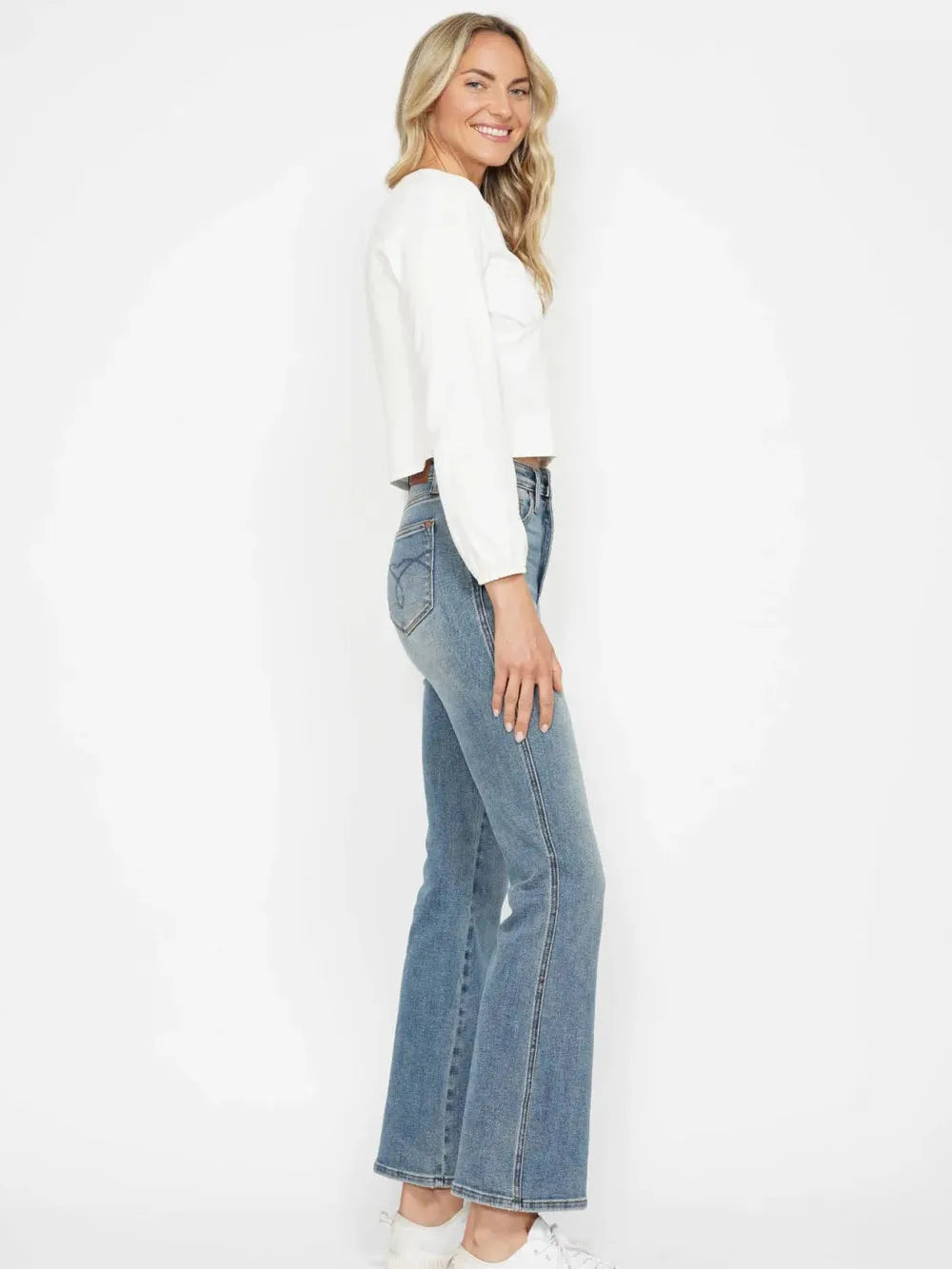 Curvy Chic Tummy Control Embroidered Bootcut Jeans by Judy Blue-Women's Jeans-Shop Z & Joxa