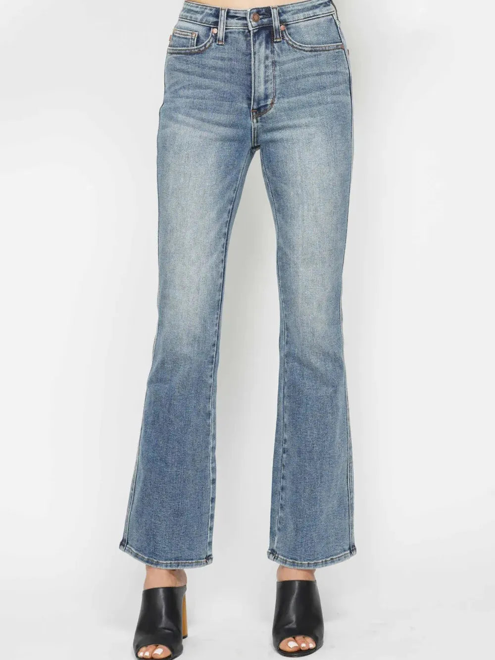 Curvy Chic Tummy Control Embroidered Bootcut Jeans by Judy Blue-Women's Jeans-Shop Z & Joxa