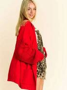 Davi & Dani Red Ember Dropped Shoulder Buttoned Midi Cardigan-Women's Shirts & Tops-Shop Z & Joxa