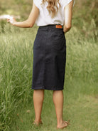 Denim Days Remi Navy Denim Midi Skirt-Women's Skirts & Skorts-Shop Z & Joxa