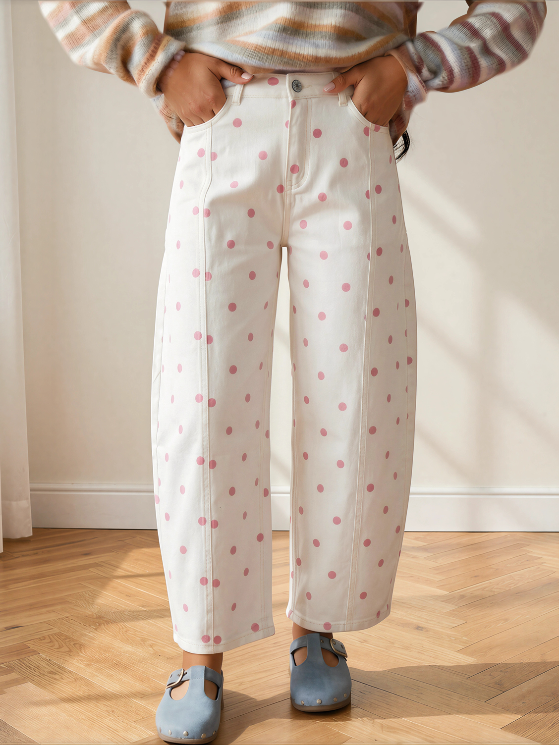 Dot your Average Polka Dot Print Barrel Jeans-Women's Jeans-Shop Z & Joxa