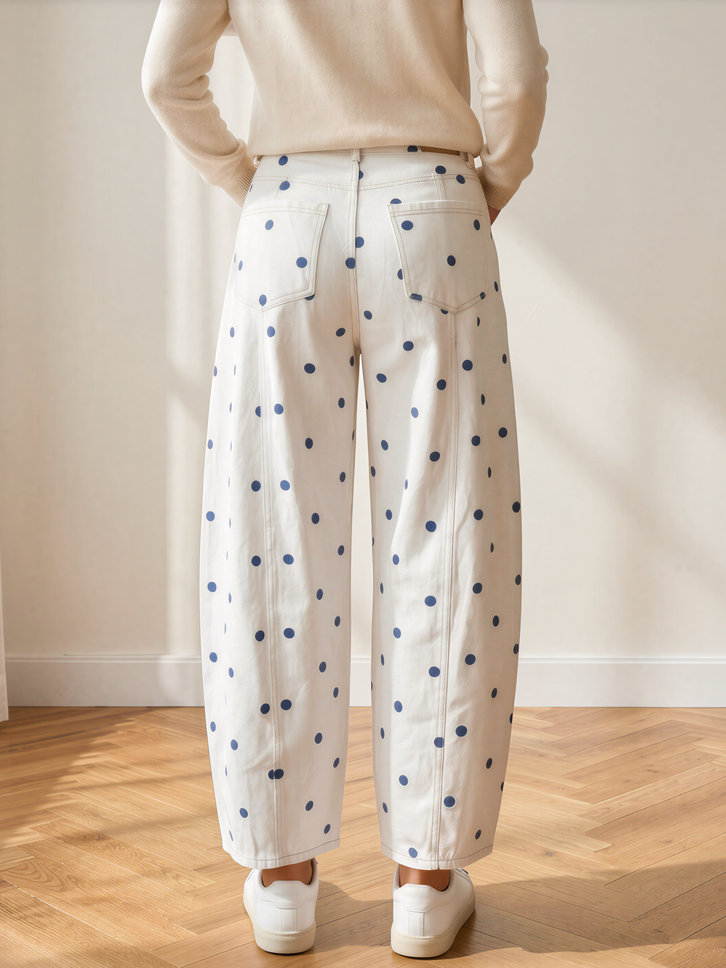 Dot your Average Polka Dot Print Barrel Jeans-Women's Jeans-Shop Z & Joxa