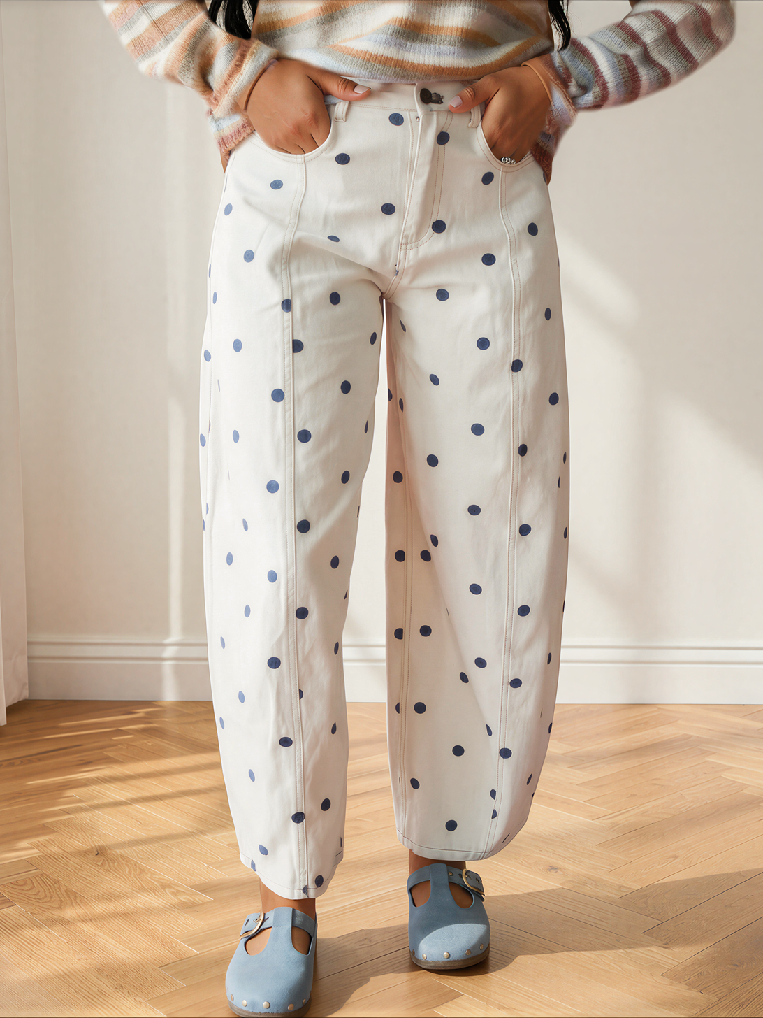 Dot your Average Polka Dot Print Barrel Jeans-Women's Jeans-Shop Z & Joxa