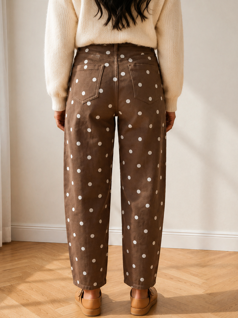 Dot your Average Polka Dot Print Barrel Jeans-Women's Jeans-Shop Z & Joxa