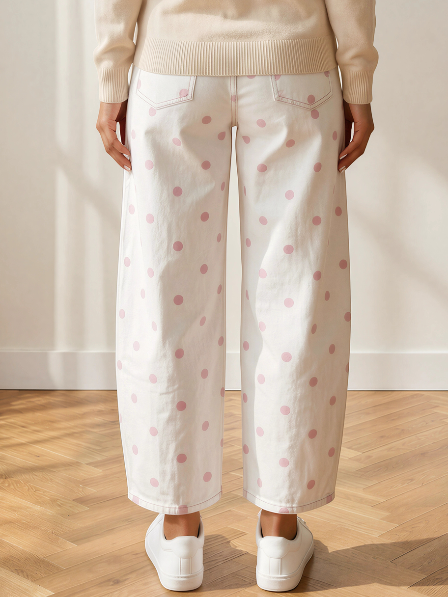 Dot your Average Polka Dot Print Barrel Jeans-Women's Jeans-Shop Z & Joxa