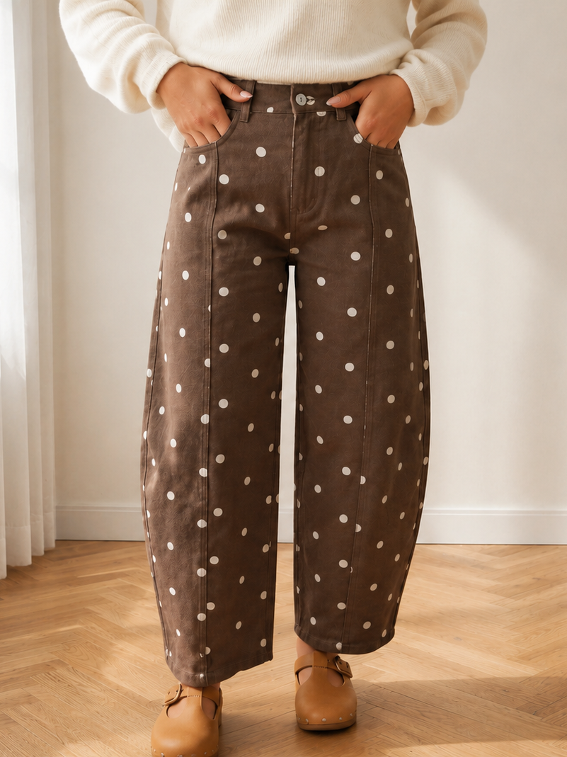 Dot your Average Polka Dot Print Barrel Jeans-Women's Jeans-Shop Z & Joxa