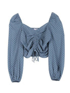 Dotted Blue Sky Ruched Crop Top-Women's Shirts & Tops-Shop Z & Joxa