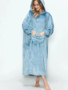 Double Take Cloud Kiss Oversized Hooded Blanket with Front Pocket-Women's Clothing-Shop Z & Joxa
