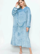 Double Take Cloud Kiss Oversized Hooded Blanket with Front Pocket-Women's Clothing-Shop Z & Joxa
