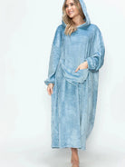 Double Take Cloud Kiss Oversized Hooded Blanket with Front Pocket-Women's Clothing-Shop Z & Joxa