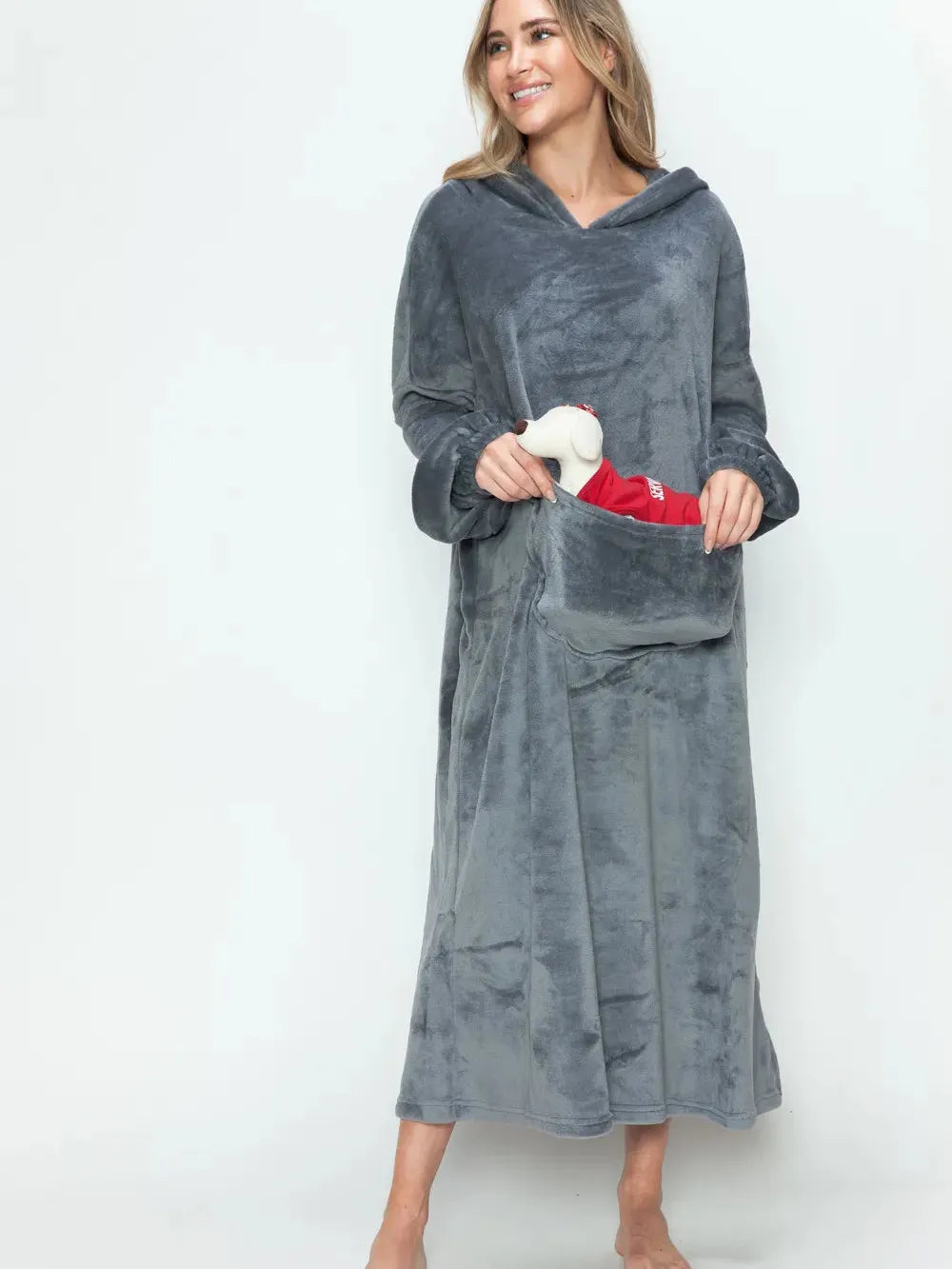 Double Take Cloud Kiss Oversized Hooded Blanket with Front Pocket-Women's Clothing-Shop Z & Joxa