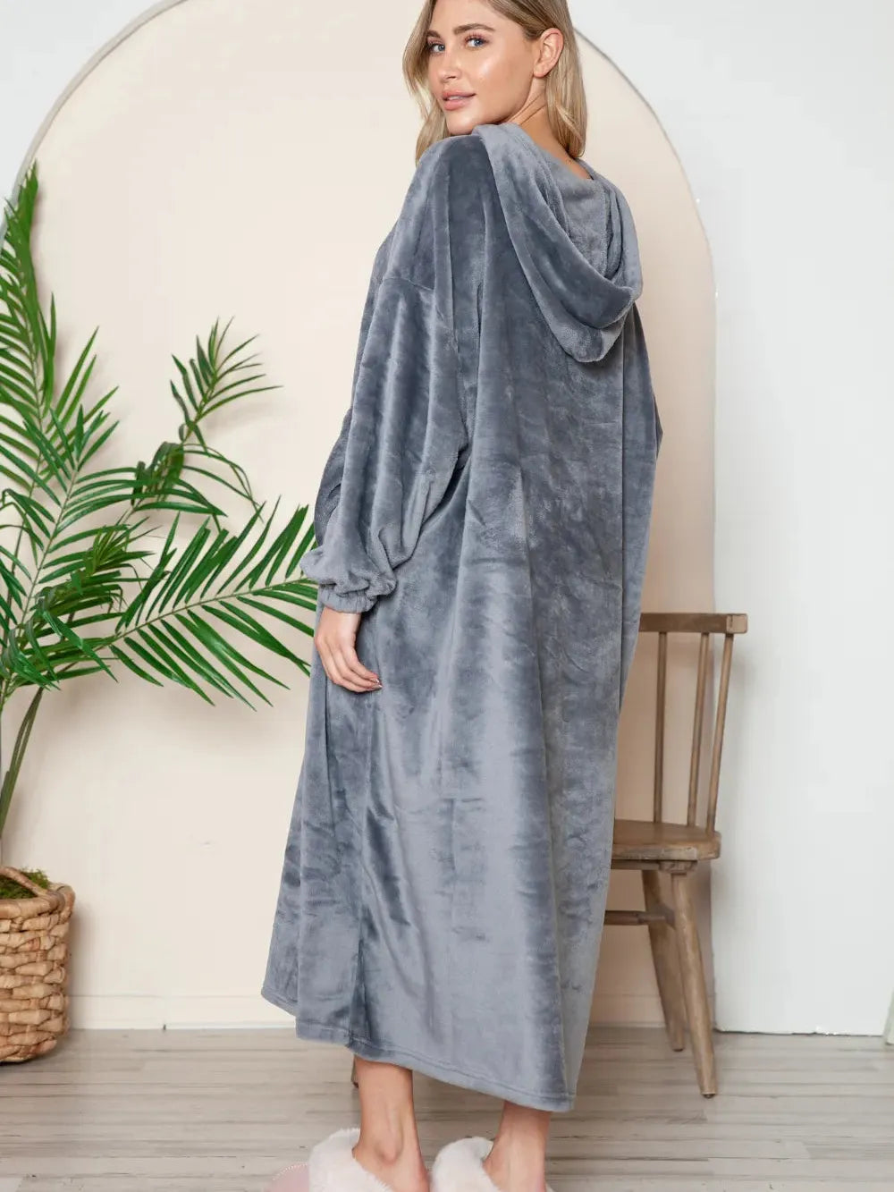 Double Take Cloud Kiss Oversized Hooded Blanket with Front Pocket-Women's Clothing-Shop Z & Joxa