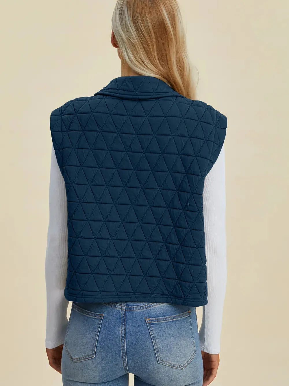 Double Take Full Size Pocketed Texture Snap Down Vest Coat-Women's Clothing-Shop Z & Joxa