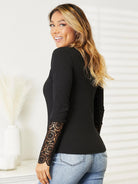 Double Take Midnight Kiss Crochet Hem Sleeve Button Top-Women's Shirts & Tops-Shop Z & Joxa