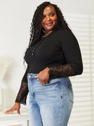 Double Take Midnight Kiss Crochet Hem Sleeve Button Top-Women's Shirts & Tops-Shop Z & Joxa