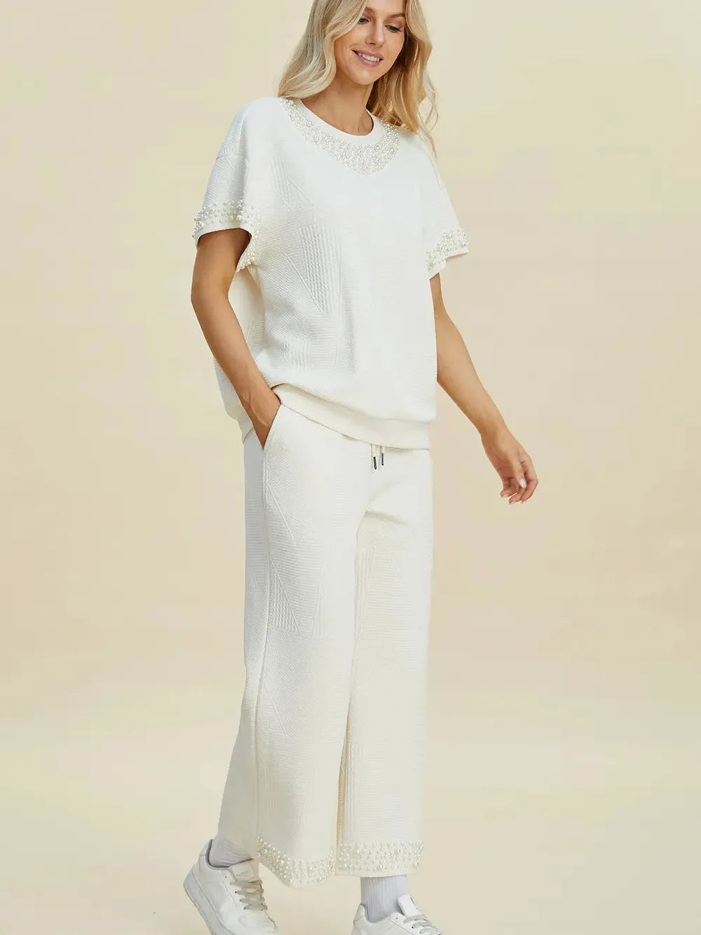 Double Take Pearl Harmony Matching Loungewear top and Pants-Women's Clothing-Shop Z & Joxa