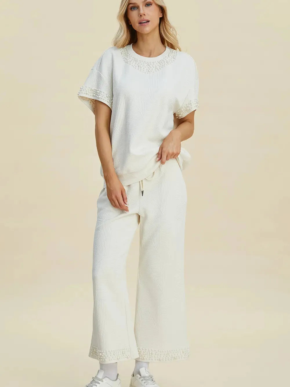 Double Take Pearl Harmony Matching Loungewear top and Pants-Women's Clothing-Shop Z & Joxa