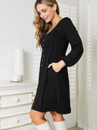 Double Take Royal Tease Empire Waist Button Mini Dress-Women's Dresses-Shop Z & Joxa