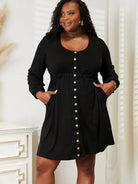 Double Take Royal Tease Empire Waist Button Mini Dress-Women's Dresses-Shop Z & Joxa