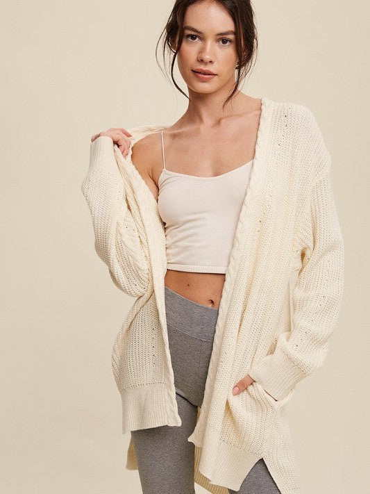 Dream Big, Start Little Open Front Cable Knit Cardigan-Women's Clothing-Shop Z & Joxa