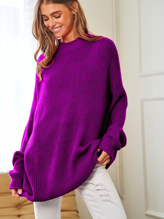 Dream Without Fear Mock Neck Lightweight Knit Sweater-Women's Clothing-Shop Z & Joxa