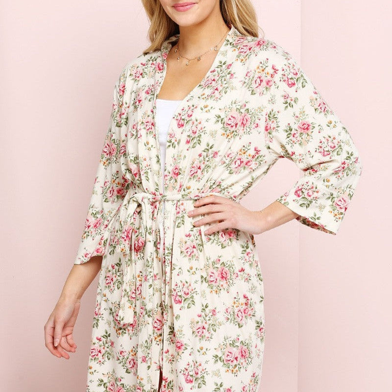 Earth Laughs in Flowers Floral House Robe-Women's Clothing-Shop Z & Joxa