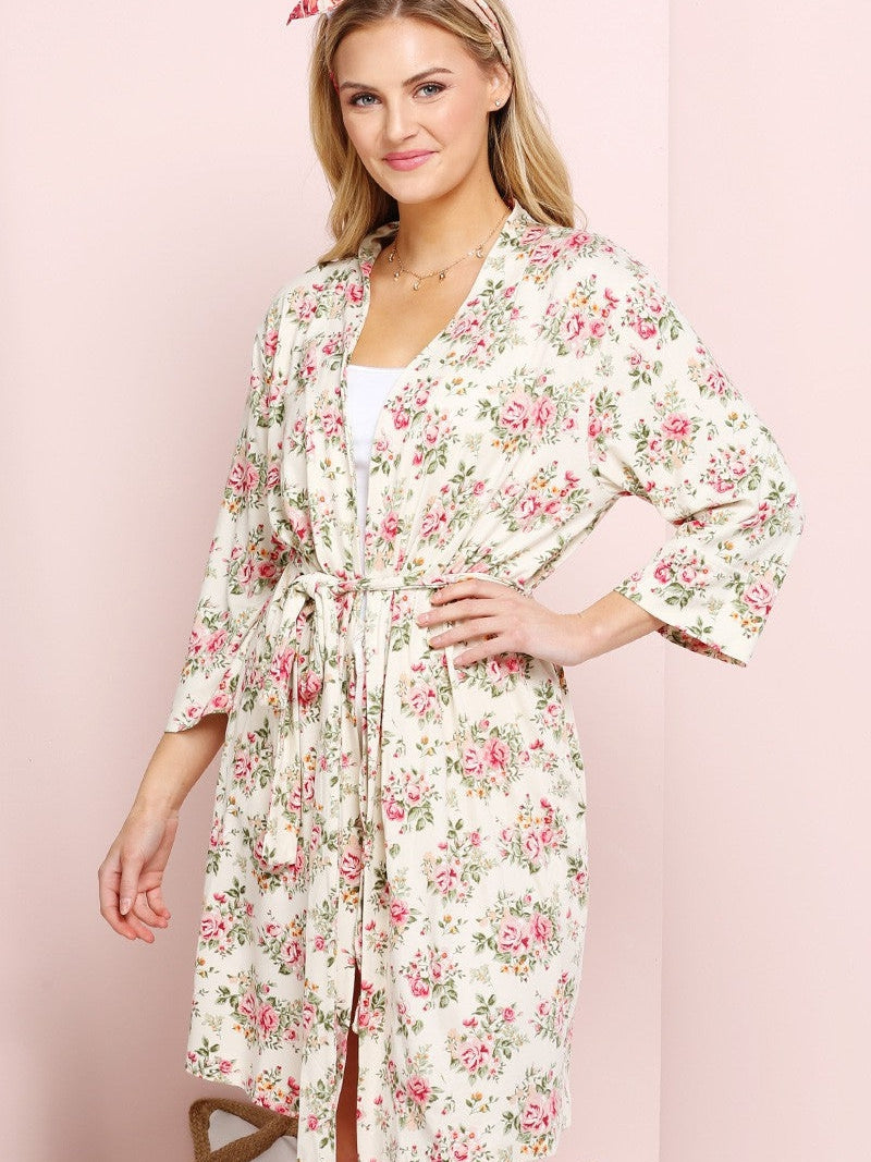Earth Laughs in Flowers Floral House Robe-Women's Clothing-Shop Z & Joxa