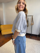 Easy Days and Cool Vibes Striped Oversized Crew Tee-Women's Shirts & Tops-Shop Z & Joxa