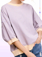 Easy Days and Cool Vibes Striped Oversized Crew Tee-Women's Shirts & Tops-Shop Z & Joxa