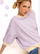 Easy Days and Cool Vibes Striped Oversized Crew Tee-Women's Shirts & Tops-Shop Z & Joxa