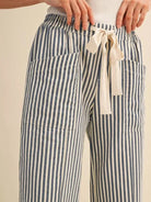 Easy Does It Navy Striped Wide Leg Patch Pocket Pants-Women's Pants-Shop Z & Joxa
