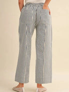 Easy Does It Navy Striped Wide Leg Patch Pocket Pants-Women's Pants-Shop Z & Joxa