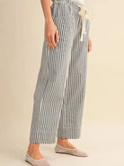 Easy Does It Navy Striped Wide Leg Patch Pocket Pants-Women's Pants-Shop Z & Joxa