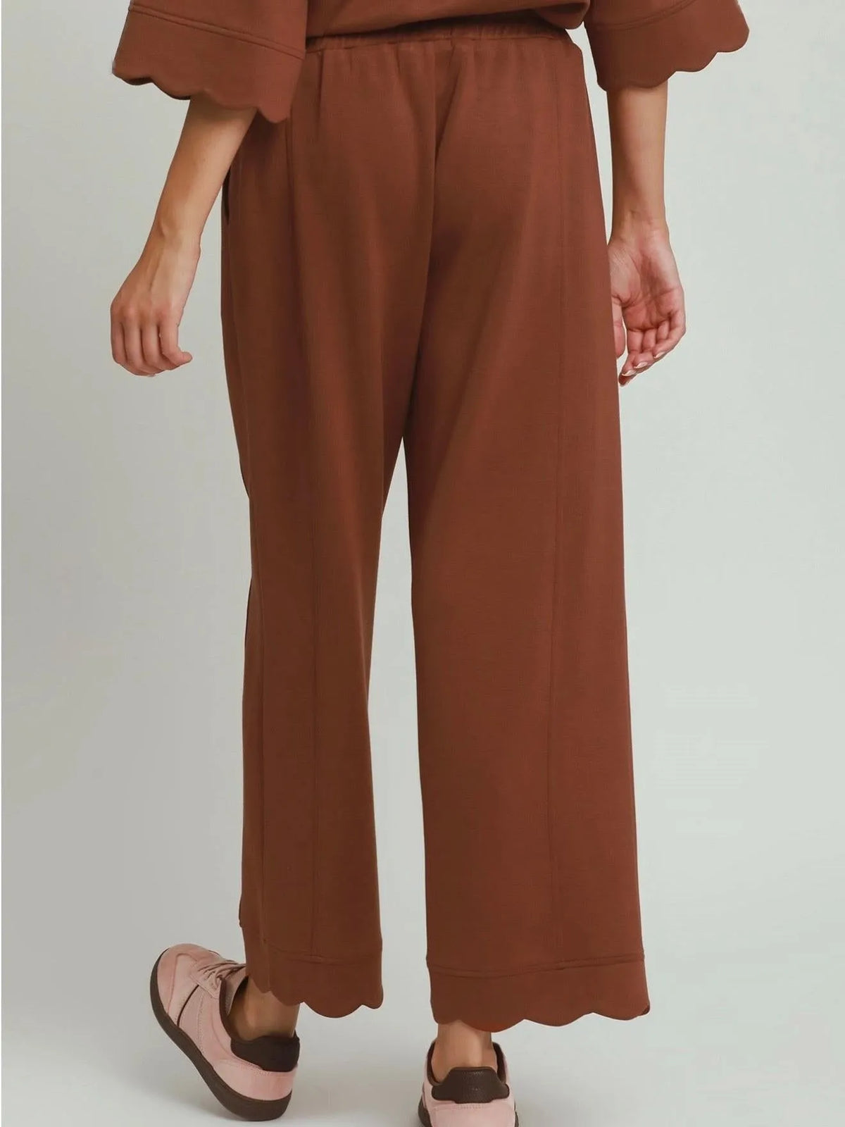 Easy Does It Terra Cotta Brown Scallop Trim Lounge Set-Women's Sets-Shop Z & Joxa
